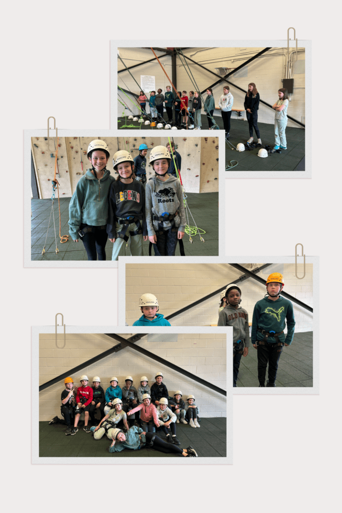 Collage of second group of rock climbers.