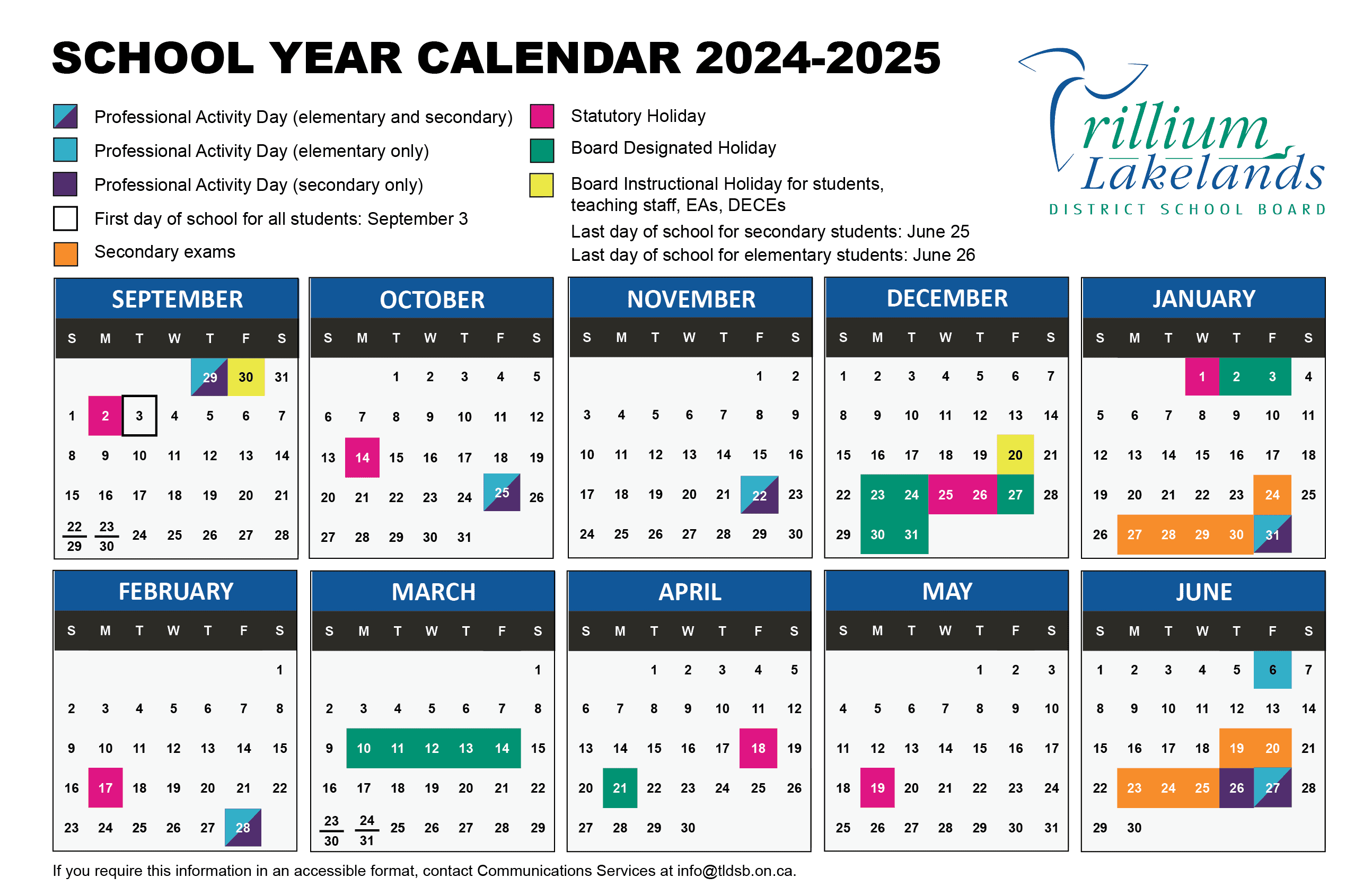 2024-2025 School Year Calendar