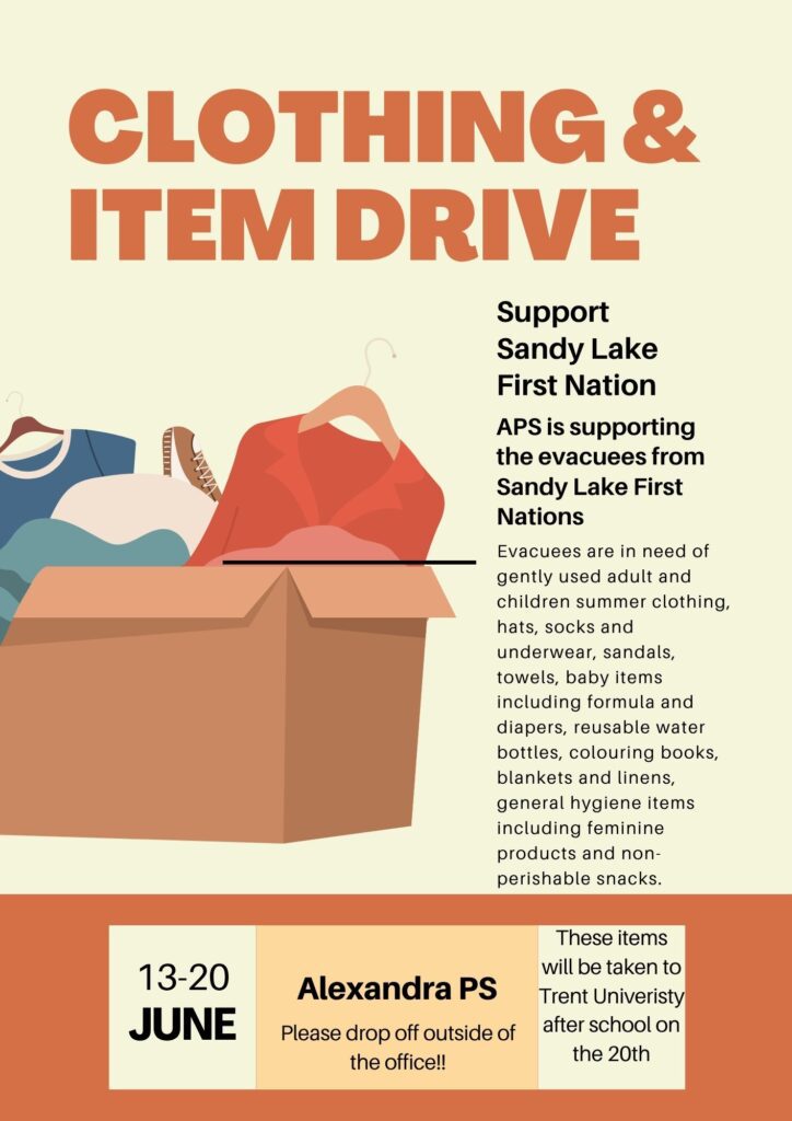 Clothing and Item drive for Sandy Lake First Nation