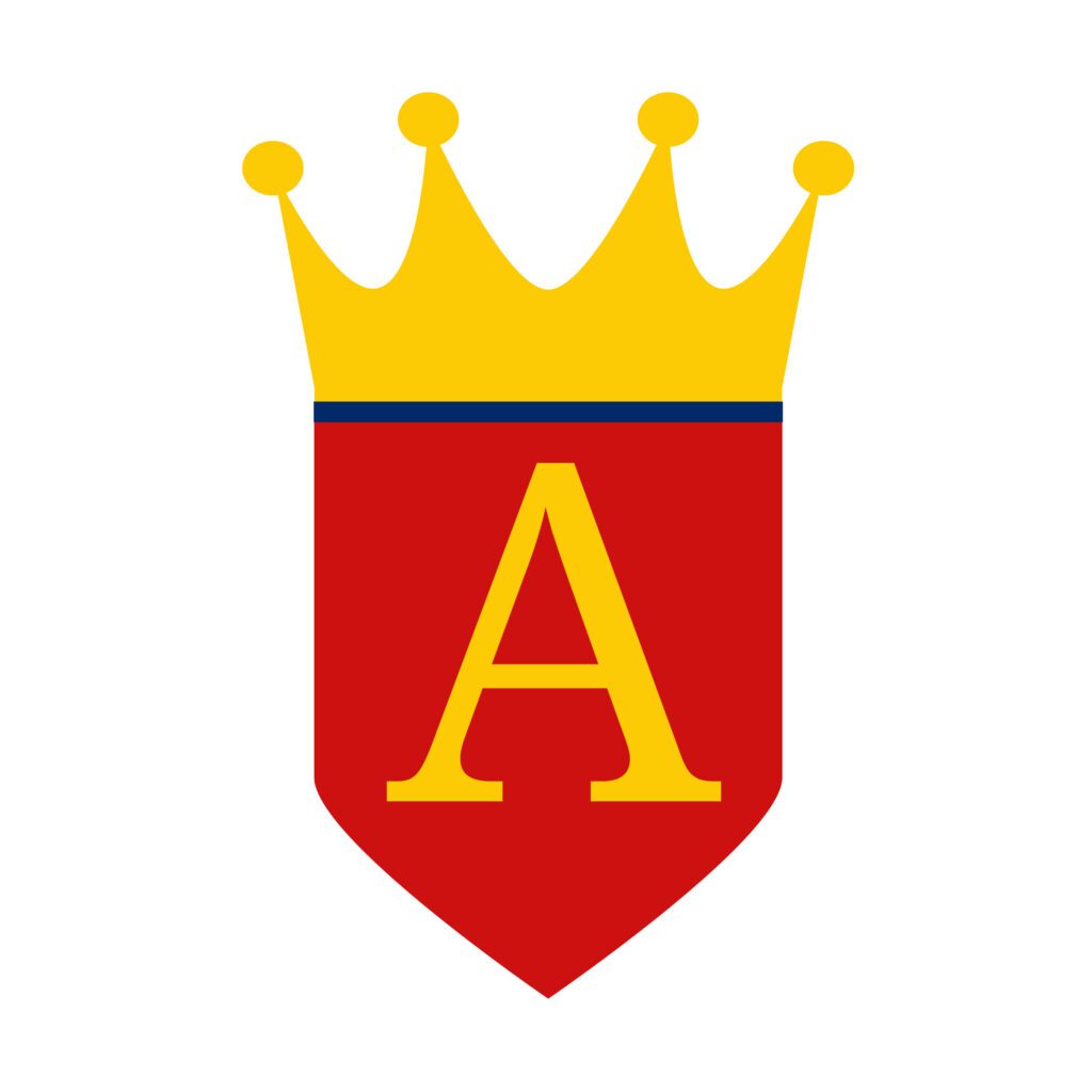 Alexandra Public School Logo - Red shield with a Yellow A inside with a crown on top!