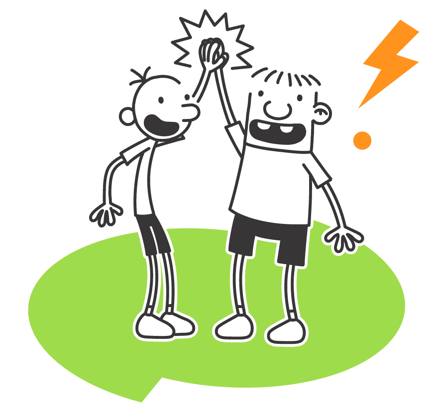 Diary of a whimpy kid characters high fiving