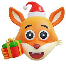 Cartoon reindeer holding a present